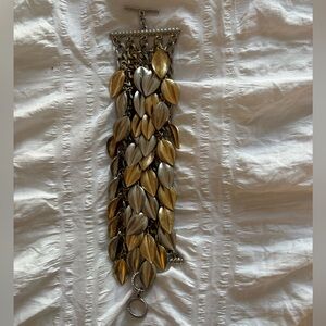 Gold and Silver Leaf Chain Bracelet